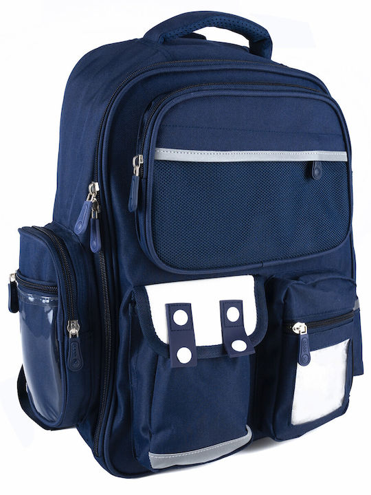 Schulranzen Rucksack Blau mit Flaschenhalter