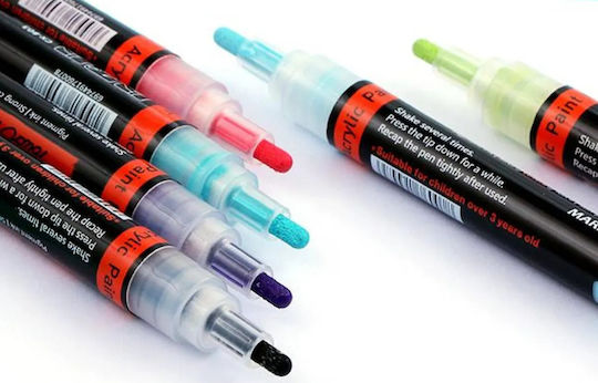 Acrylic Markers Multicolor 2mm Set 12 Pieces