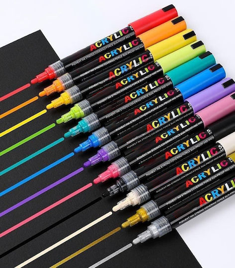 Markeri Acrilici Multicolor 0.4mm Set 12 Bucăți