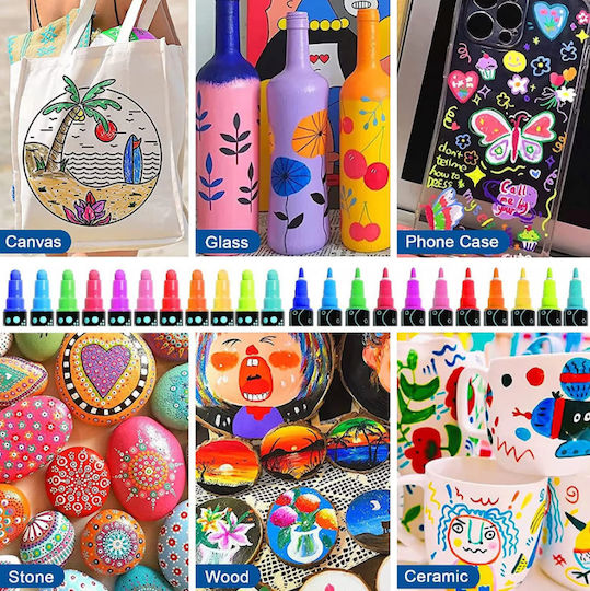 Acrylic Markers Multicolored 0.7mm Set 36 Pieces