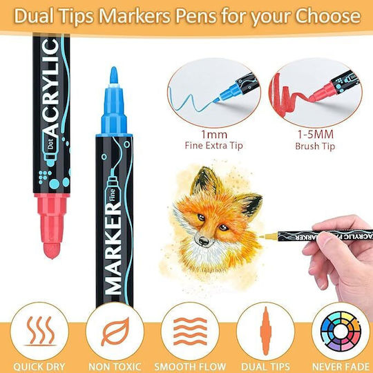 Acrylic Markers Multicolored 0.7mm Set 36 Pieces