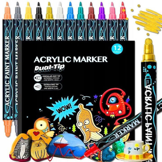 Markeri Acrilici Multicolora 1mm Set 12 Bucăți