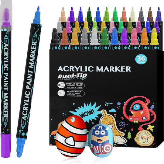 Acrylic Markers Multicolored 0.7mm Set 36 Pieces
