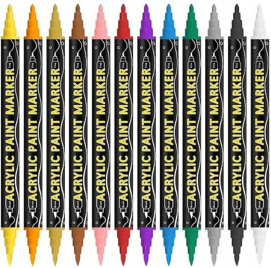 Markeri Acrilici Multicolora 1mm Set 12 Bucăți