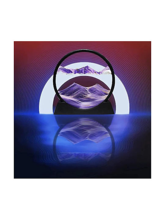 Ornament Decorativ 3D Pentru Masă Stil Clepsidră Cu Nisip Mobil Din Plastic Sticlă 18x19 Cm Mov