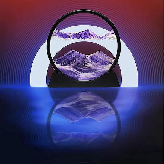 3d Decorative Table Ornament Moving Sand Hourglass Style Plastic Glass 18x19 Cm Purple