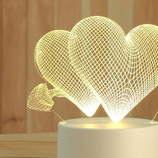 Led Rgb 3d Table Lamp Nightstand Cupid Hearts Battery Usb Powered 17 X 11.3 X 9.5 Cm