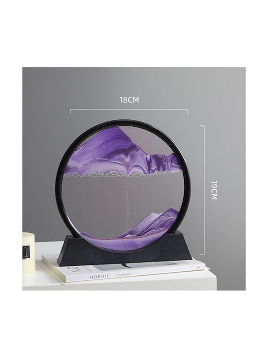 Ornament Decorativ 3D Pentru Masă Stil Clepsidră Cu Nisip Mobil Din Plastic Sticlă 18x19 Cm Mov