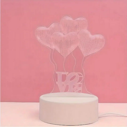 Led Rgb 3d Heart Table Lamp Nightstand Battery Usb Powered 17 X 11.3 X 9.5 Cm White