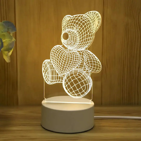 Lampă De Noptieră Led Rgb 3d Urs Inima Alimentată Cu Baterie Usb Lumină Alb Cald 22 X 11 X 8.5 Cm