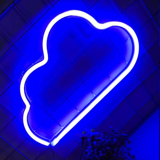 Decorative Led Cloud-shaped Lamp Plastic Built-in Cord 29.5x18.5 Cm Blue
