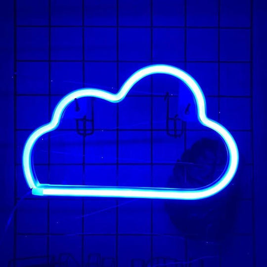 Decorative Led Cloud-shaped Lamp Plastic Built-in Cord 29.5x18.5 Cm Blue