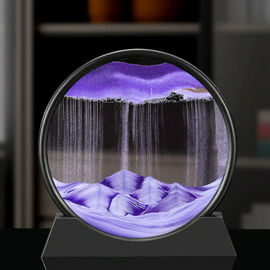 Ornament Decorativ 3D Pentru Masă Stil Clepsidră Cu Nisip Mobil Din Plastic Sticlă 18x19 Cm Mov