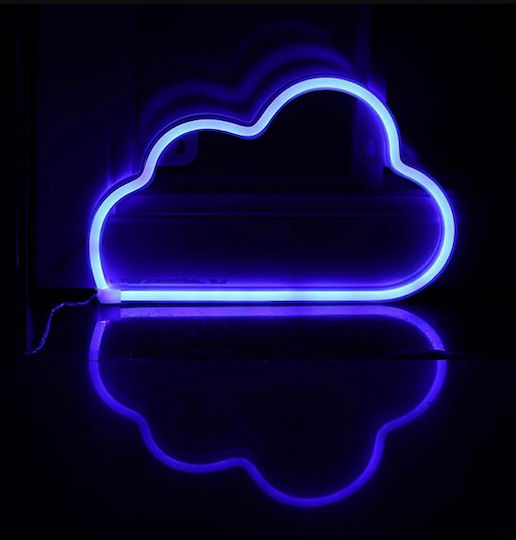 Decorative Led Cloud-shaped Lamp Plastic Built-in Cord 29.5x18.5 Cm Blue