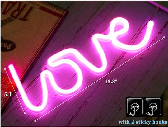 Lampă Decorativă Led Neon Dragoste Model Violet Lumină Alimentată Cu Baterie Cablu Usb 34.5 X 13 Cm