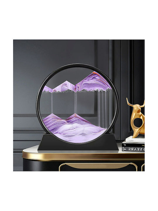 Ornament Decorativ 3D Pentru Masă Stil Clepsidră Cu Nisip Mobil Din Plastic Sticlă 18x19 Cm Mov