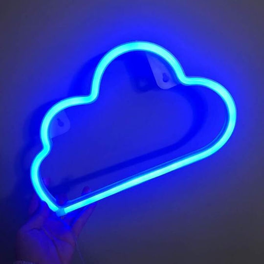 Decorative Led Cloud-shaped Lamp Plastic Built-in Cord 29.5x18.5 Cm Blue