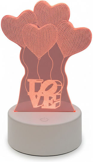 Led Rgb 3d Heart Table Lamp Nightstand Battery Usb Powered 17 X 11.3 X 9.5 Cm White