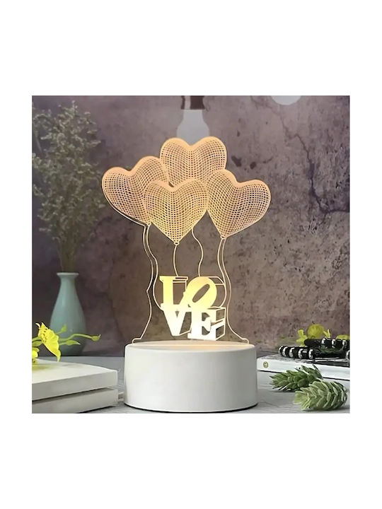 Lampă De Masă Led Rgb 3d Inima Albă Pentru Noptieră Alimentată Cu Baterie Usb 17 X 11.3 X 9.5 Cm