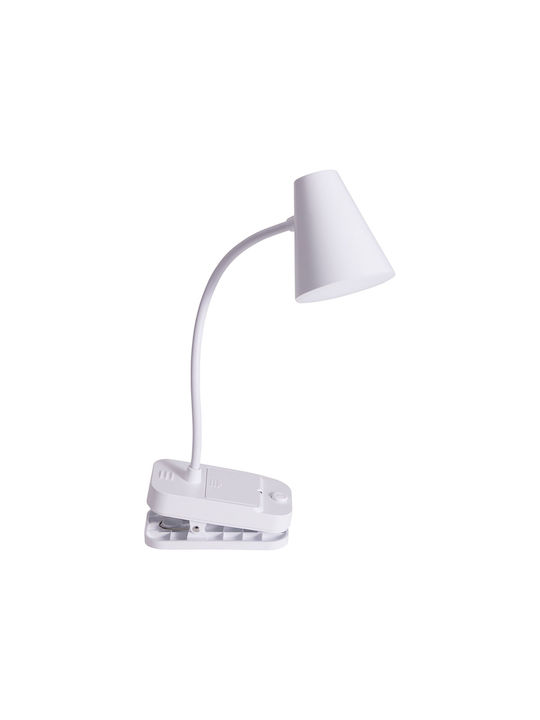 LED Office Lamp with Flexible Arm and Clip in White Colour