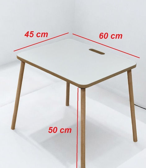 Camping Furniture Table in Case White Oak Foldable for Outdoor Spaces 45x60x50cm
