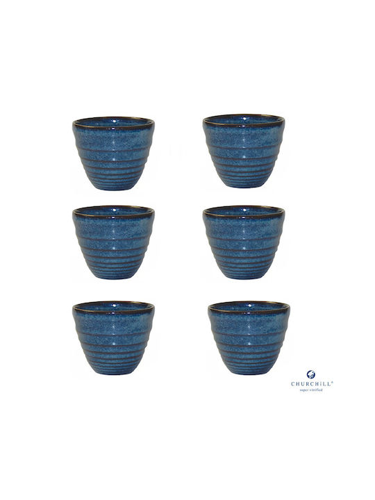 Churchill 1795 Stonecast Serving Bowl for Dip Round Porcelain Blue with Diameter 9.5cm 6 Pieces