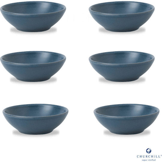 Churchill 1795 Stonecast Blue Porcelain Round Dip Serving Bowl Diameter 11.6cm 6 Pieces