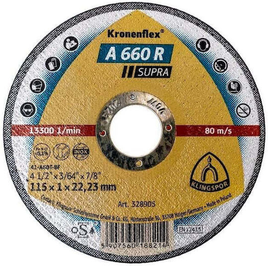 Disc De Tăiere Klingspor A 660 R Supra 115 X 22.23 X 1 Mm Ext 328905