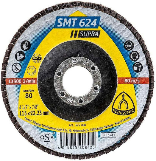 Klingspor Smt 624 Disc Lamelar Frontal Supra P80 115x22.23 Mm Ext 322768