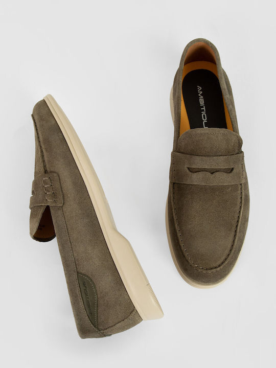 Suede Ανδρικά Loafers σε Πράσινο Χρώμα
