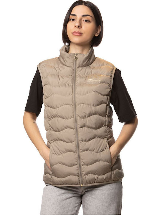 Women's Sleeveless Puffer Jacket Beige