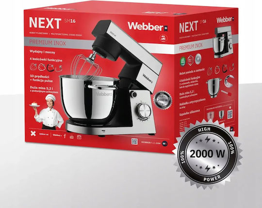 Webber Κουζινομηχανή 1500W με Ανοξείδωτο Κάδο 5.2lt Inox