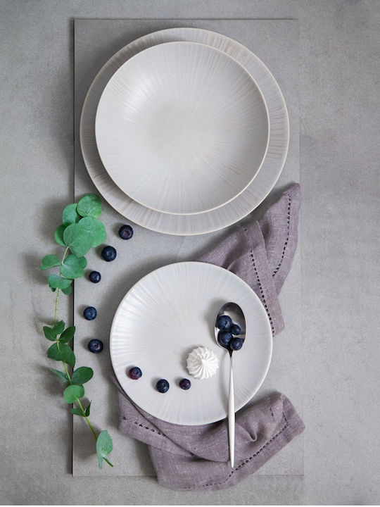 Ionia Soup Plate Ceramic Beige with Diameter 22cm