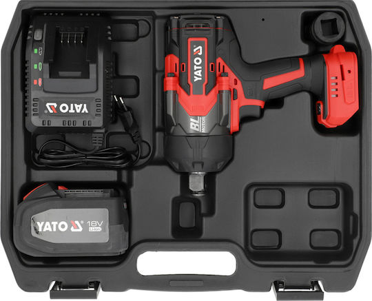Yato YT-828073 Безчетков Гайковерт На Батерия 18V 1x6Ah с Удължител 1/2" и 3/4"