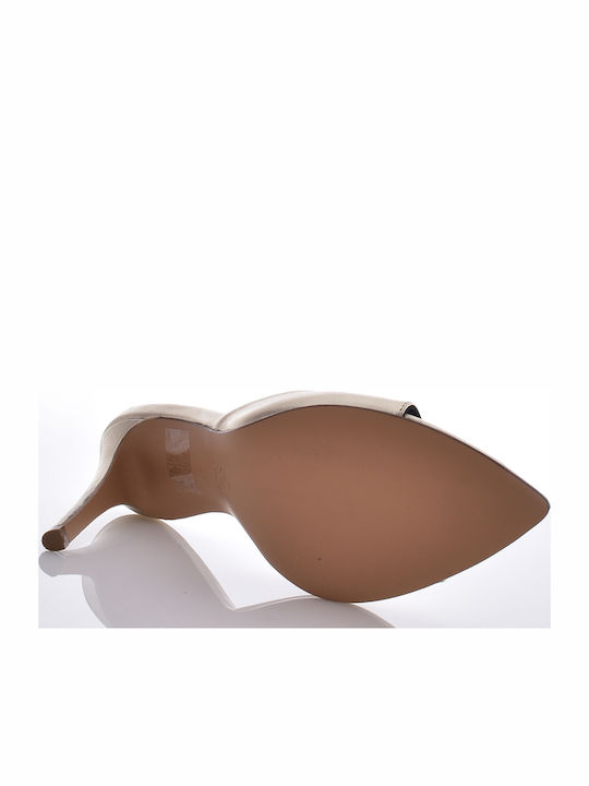 Leather Mules With High Heel In Gold Colour