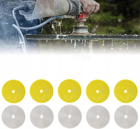 Set 10 Discuri Diamantate De Șlefuire Și Lustruire Zola 80 Mm Diametru Granulație 150 Prindere Velcro Plăci Piatra Ceramică Marmură Țiglă Acoperiș Teracotă Utilizare Uscată Și Umedă Galbene