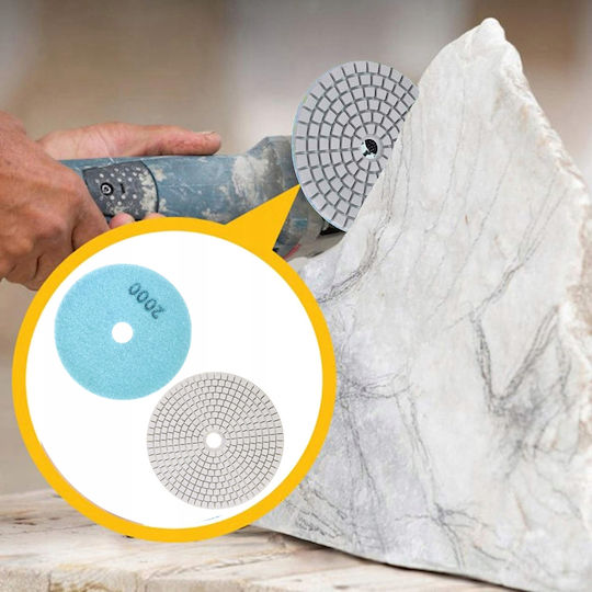 Set 10 Discuri De Șlefuire Cu Diamant Zola 80 Mm Diametru Granulație 2000 Prindere Velcro Plăci Piatra Ceramică Marmură Plăci De Acoperiș Teracotă Utilizare Uscată Și Umidă Alb