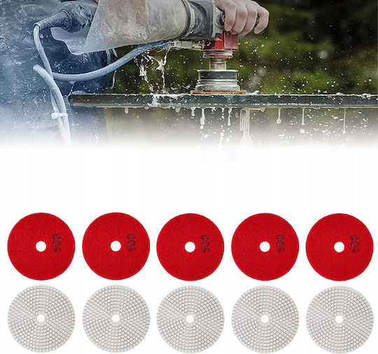 Set 10 Discuri Diamantate De Șlefuire Polizare Zola 80 Mm Diametru 500 Granulație Fixare Velcro Plăci Piatră Ceramică Marmură Plăci Acoperiș Teracotă Utilizare Uscată Și Umedă Roșii
