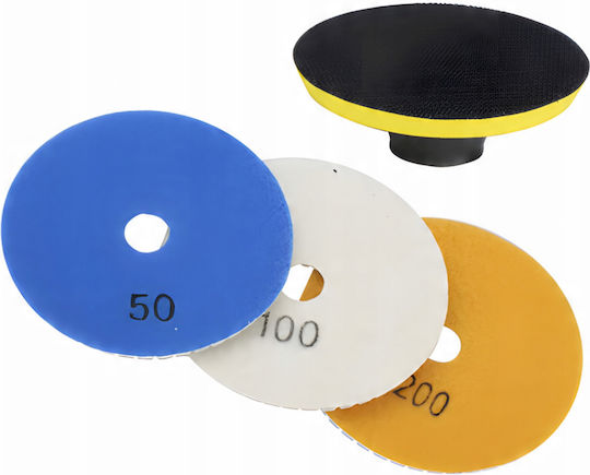 Set 7 Discuri Diamantate De Șlefuire Și Lustruire Mănuși Zola Granulații 50-3000 Diametru 100 Mm 12000 Rpm Adaptor Velcro Adaptor M12