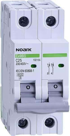 Automatic Circuit Breaker 2 Poles 32a Noark Gray 110089