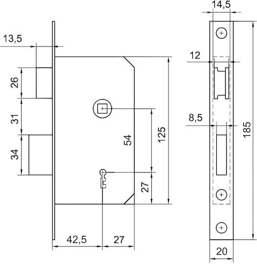 Set Încuietoare Cheie P54 Auriu Ext 57016