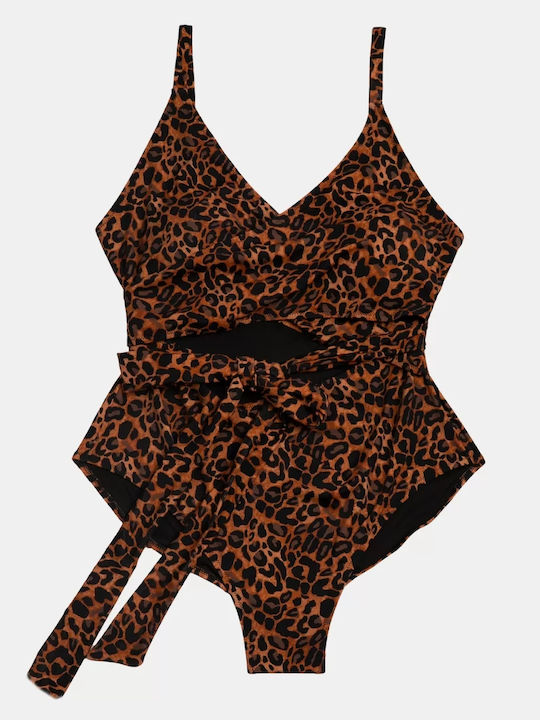 One Piece Swimsuit For Large Bust Animal Print Leo
