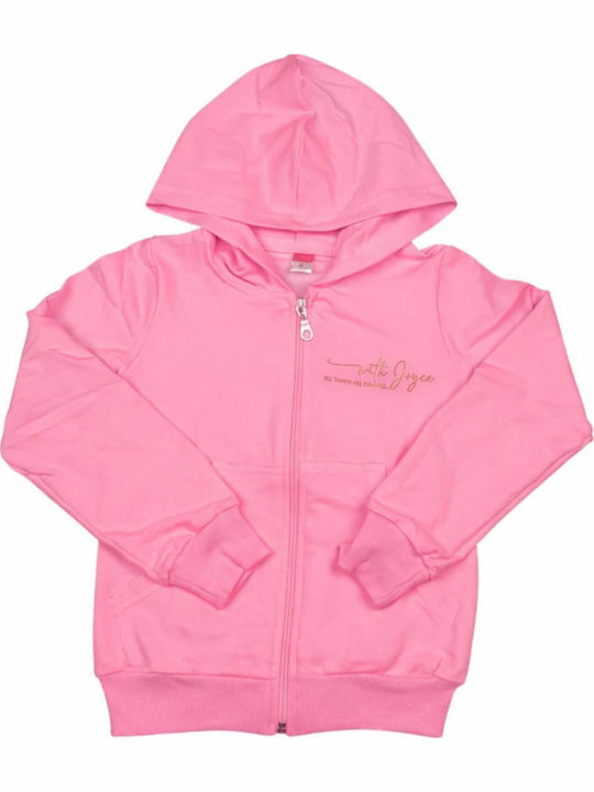 Kids Cardigan Cotton with Hood Pink
