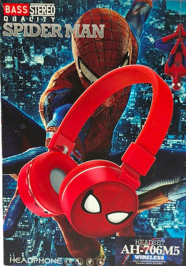 AH-706M5 Wireless Bluetooth Kids' On Ear Headphones Spiderman Characters