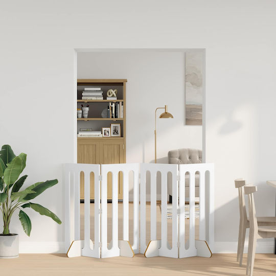 vidaXL Divider De Verandă Din Lemn Pentru Câini Cu 4 Panouri 201x38x90 Cm Alb
