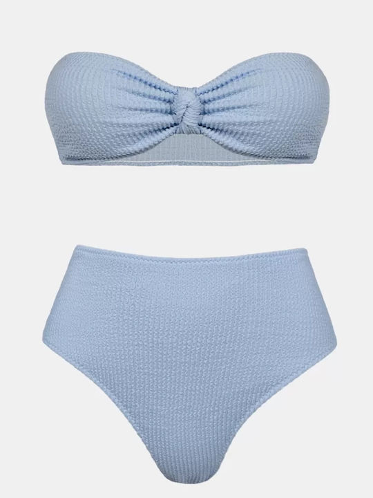 Set Bikini Hohe Taille Hellblau