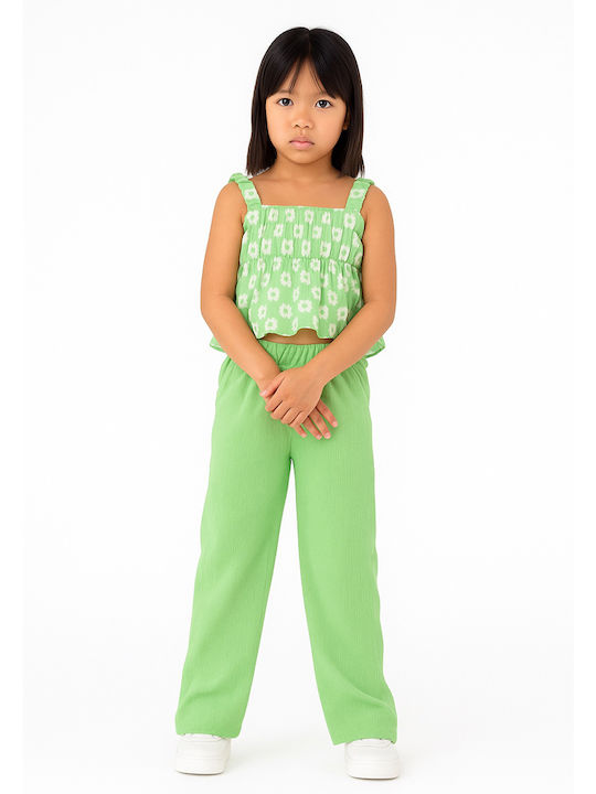 Kids' Set with Pants Summer 2pcs Green Blouse