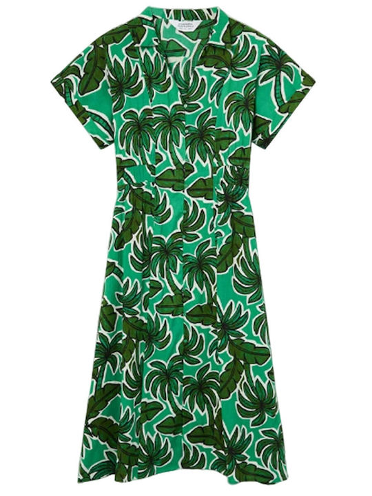 Summer Midi Shirt Dress Green