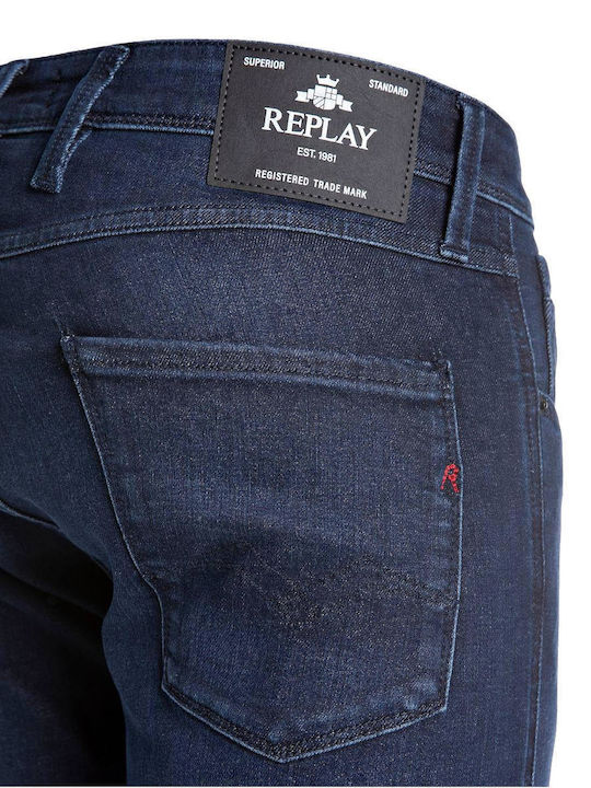 Anbass Men's Jeans Pants Elastic with Slim Fit Dark Blue