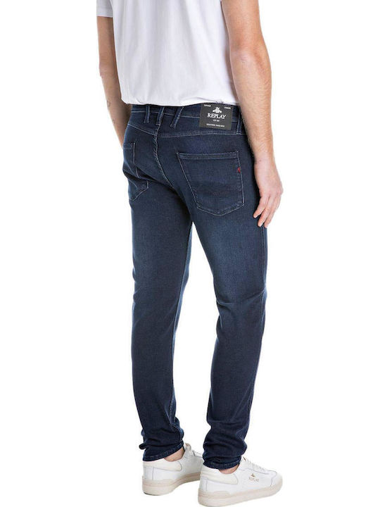 Anbass Men's Jeans Pants Elastic with Slim Fit Dark Blue